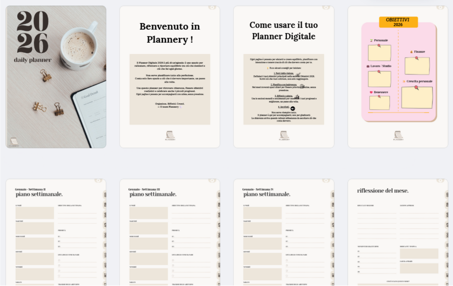 Planner Digitale 2026 – Plannery | Minimal & Organizzato